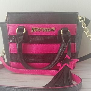 Betsey Johnson Black and Pink Mini Bag